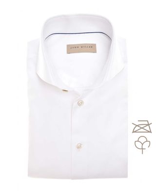 Wit John Miller overhemd van non-iron katoen met cutaway boord en tailored fit pasvorm