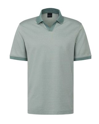 Groene Bugatti polo met zigzagpatroon en open kraag van 100% katoen – vooraanzicht