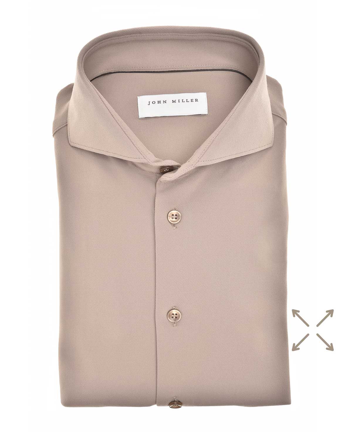 John Miller overhemd 5142460-640 in middenbruin – slim fit met cutaway kraag van hyperstretch stof

