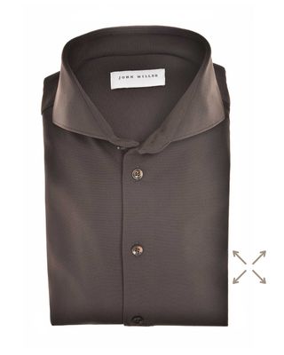 Donkerbruin John Miller overhemd 5142460-690 – slim fit met cutaway kraag van hyperstretch stof
