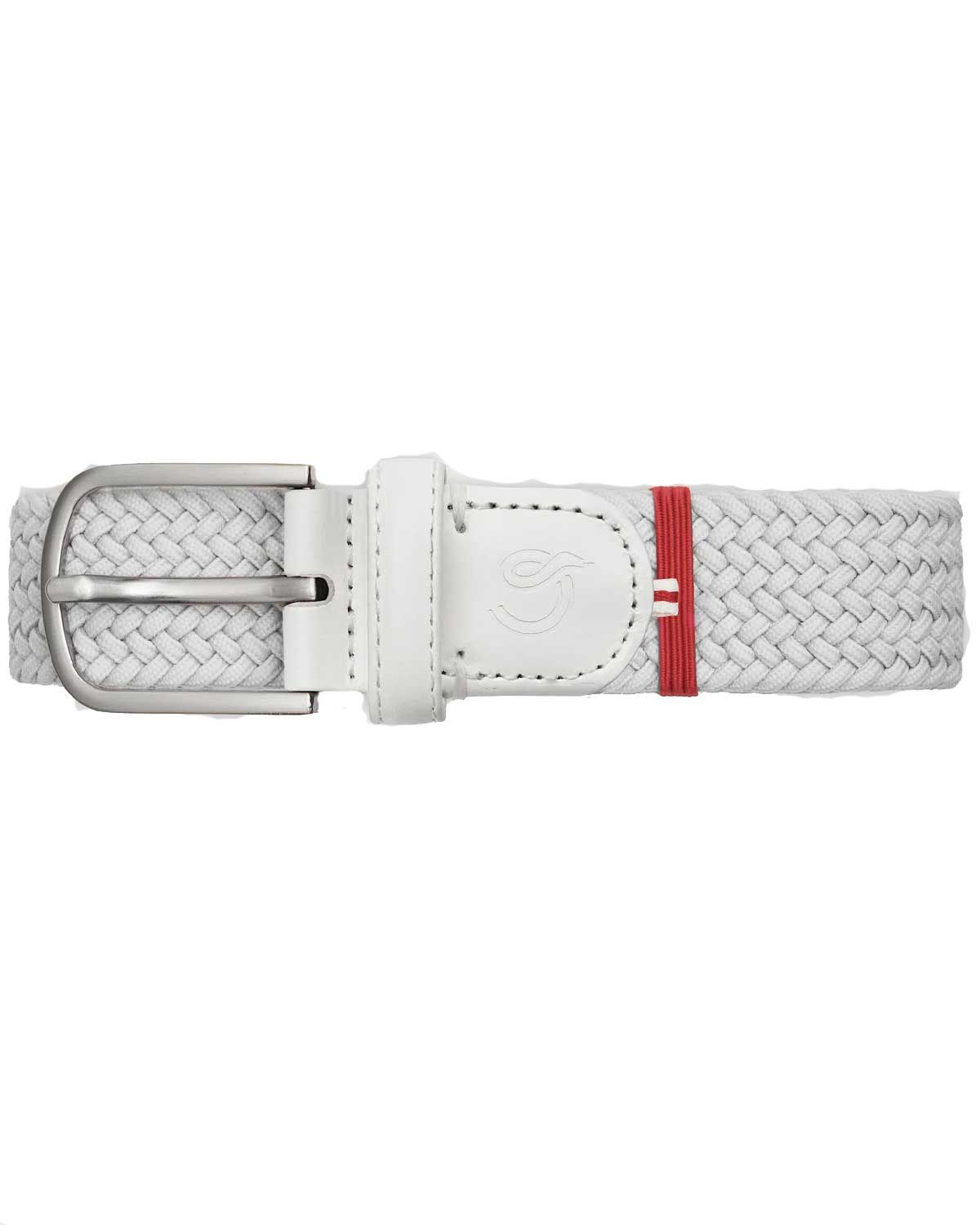 Gevlochten La Boucle riem Chamonix in wit met leren details