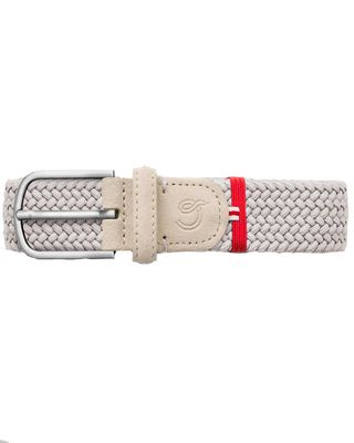 La Boucle Ischia riem in zilvergrijs suede met rode lus