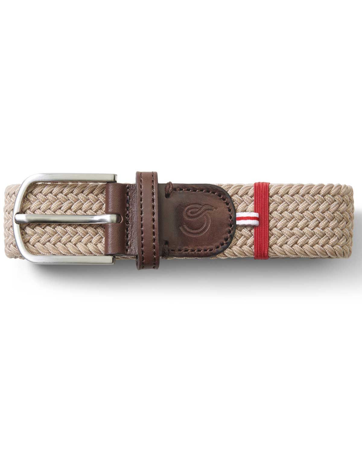 Gevlochten La Boucle Dubai riem in beige met donkerbruine lederen details

