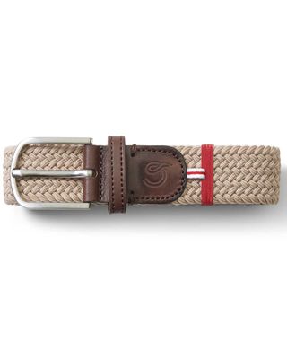 Gevlochten La Boucle Dubai riem in beige met donkerbruine lederen details


