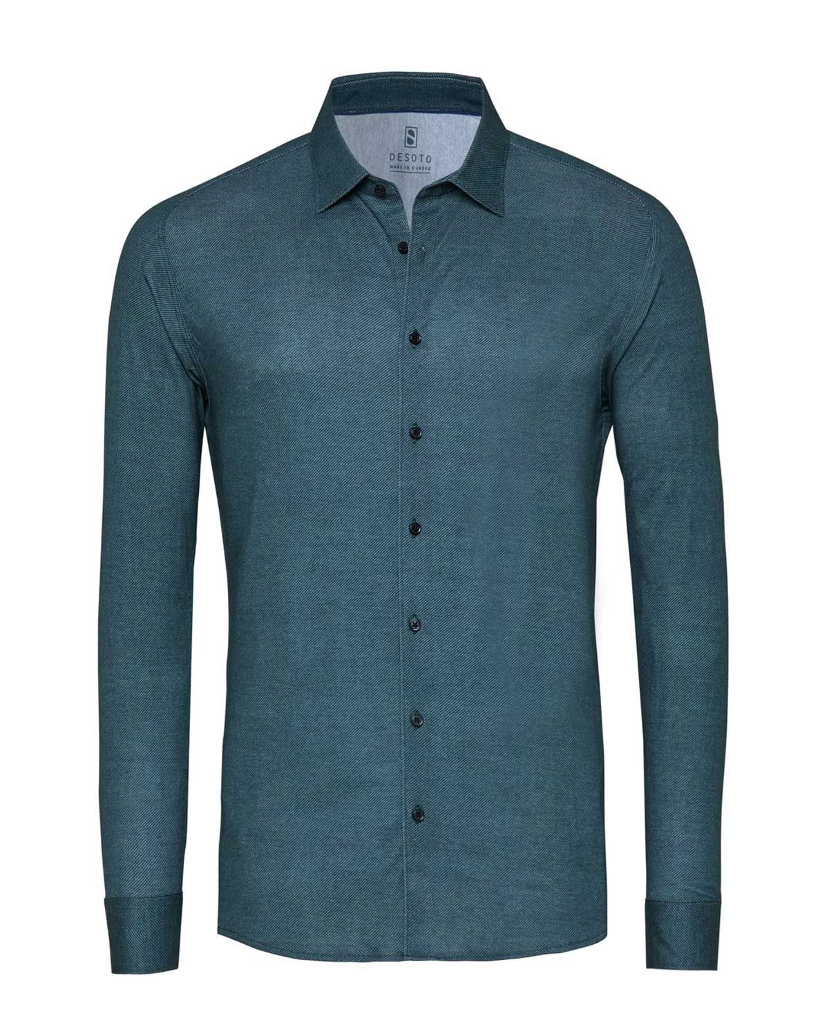 Donkergroen Desoto jersey overhemd, productfoto op witte achtergrond