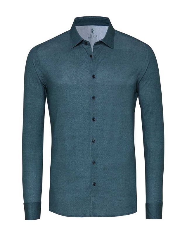 Donkergroen Desoto jersey overhemd, productfoto op witte achtergrond