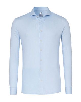 Desoto jersey overhemd met lichtblauwe streep, strijkvrij en stretch

