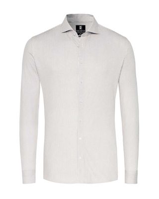 Desoto jersey overhemd beige streep, vooraanzicht

