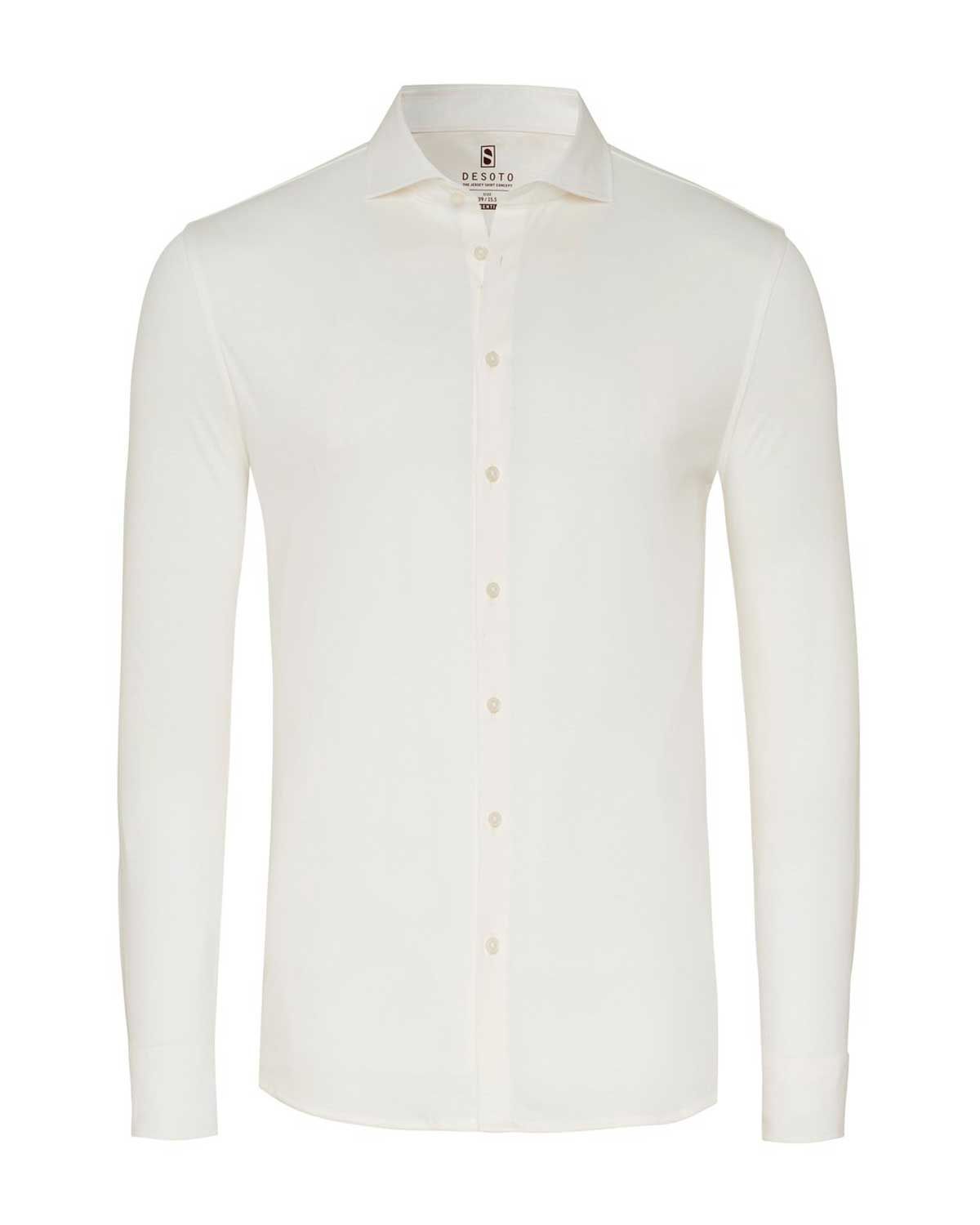 Desoto jersey overhemd in offwhite, vooraanzicht

