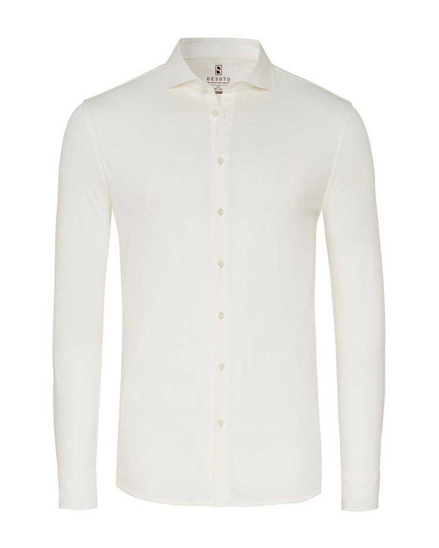 Desoto jersey overhemd in offwhite, vooraanzicht

