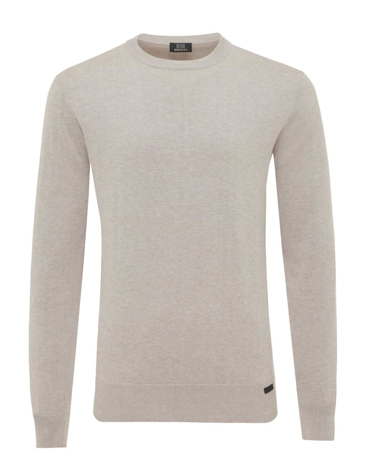 Genti pullover ronde hals in zandkleur, voorkant

