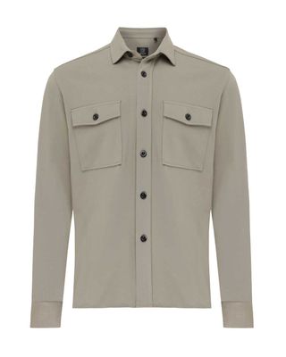 Genti overshirt in lichtgroene jersey, voorkant

