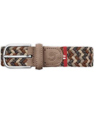 La Boucle The Highlands Wool Effect riem in multi brown met suède leren details en zilverkleurige gesp.