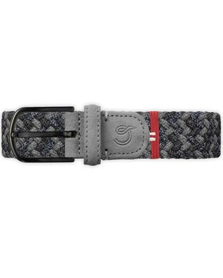 La Boucle Glasgow Suede Wool Effect riem in multi grey met zwarte gesp en suède leren details.