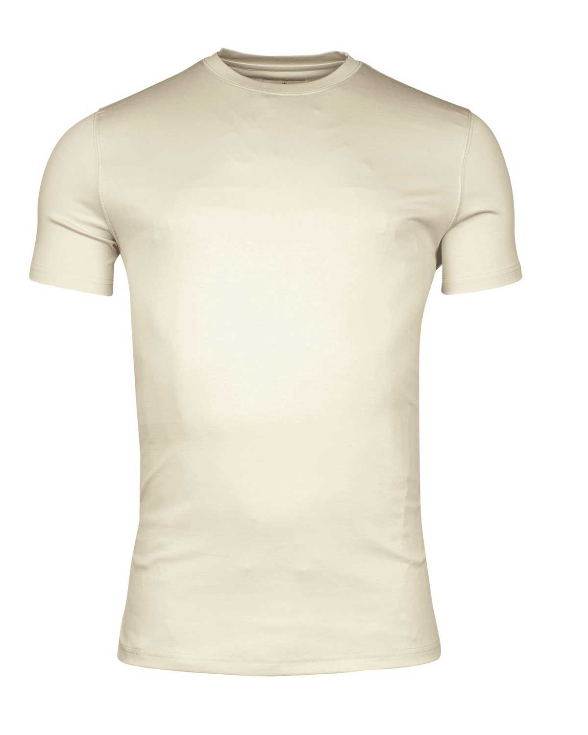 Thomas Maine beige T-shirt NOS50TM078 crewneck korte mouw, liquid cotton heren shirt voorkant