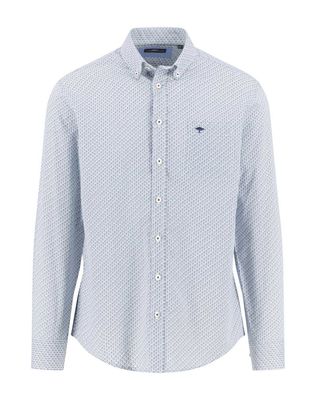 Fynch Hatton overhemd 15145740 met lange mouw, button down kraag en combi print in kleur fern, voorkant