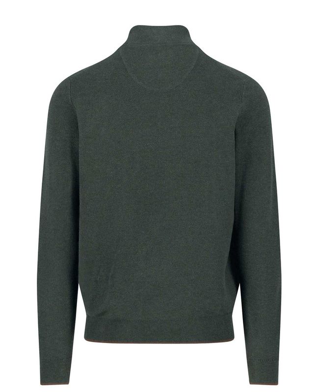 Achterzijde van Fynch Hatton trui 1514219 in donker groene kleur dark ivy met casual fit pasvorm