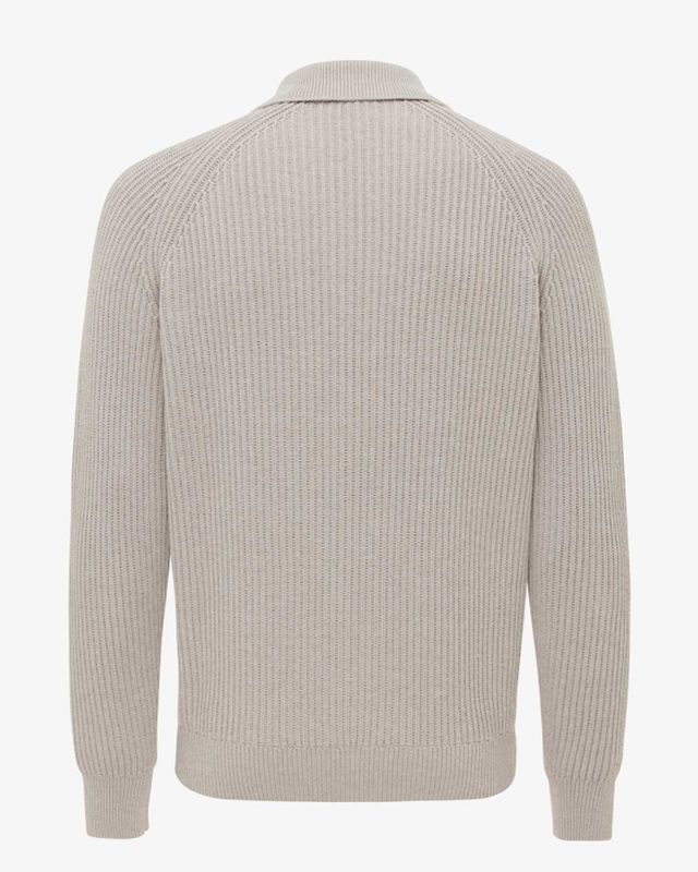 Achterzijde van Genti beige heren vest K3120-3256-144 in slim fit met ribstructuur