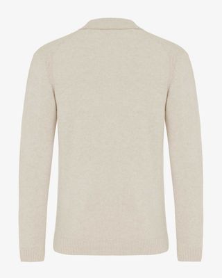 Achterzijde van beige Genti winterpolo met lange mouw, wolmix met katoen en recycled nylon