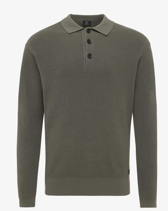 Genti longsleeve polo K3134-3282-170 groen, 100% katoen met stretch en regular fit, cleane zakelijke uitstraling
