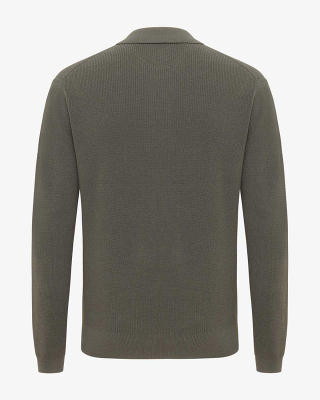 Achterzijde Genti longsleeve polo K3134-3282-170 in groen katoen met stretch, regular fit