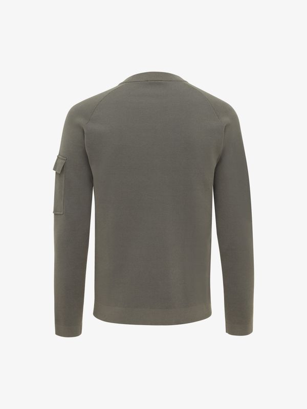 Genti sweater K3128-3278-170 in donkergroen, achterkant, regular fit roundneck van katoen