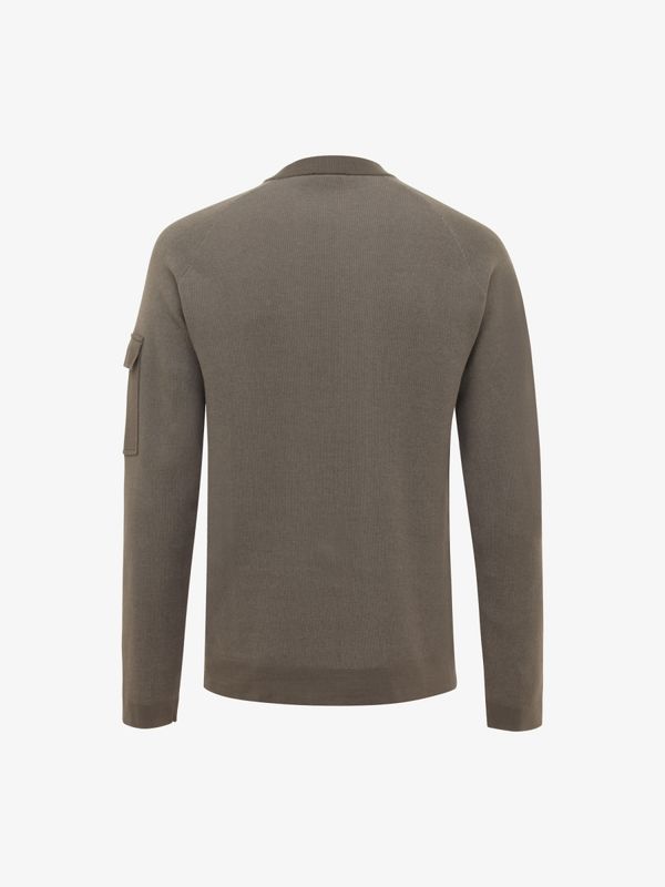 Genti sweater K3128-3278-144 in donkerbruin, achterkant, regular fit roundneck van katoen