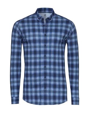 Desoto jersey overhemd 87113-3-534 in donkerblauw ruit, voorkant