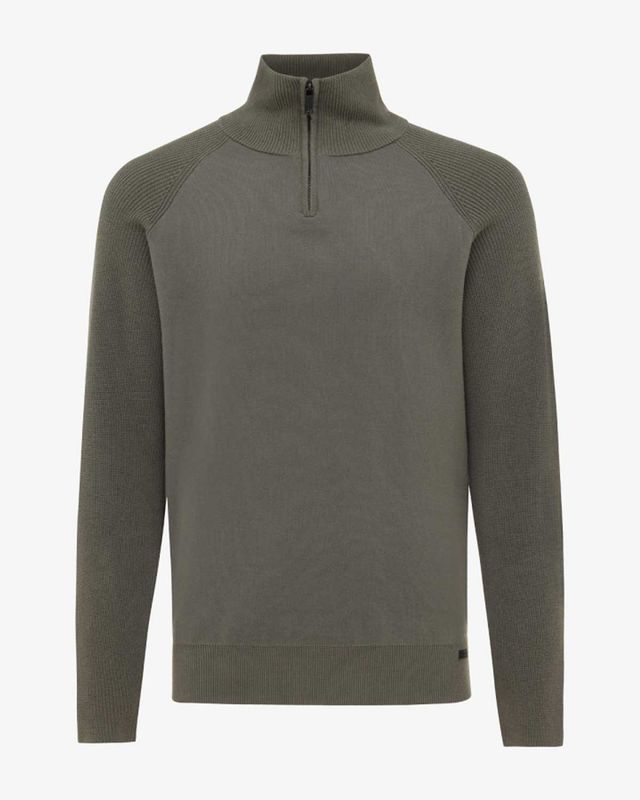 Genti zip turtle neck K3159-3278-170 in groen, voorkant