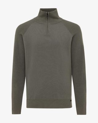 Genti zip turtle neck K3159-3278-170 in groen, voorkant