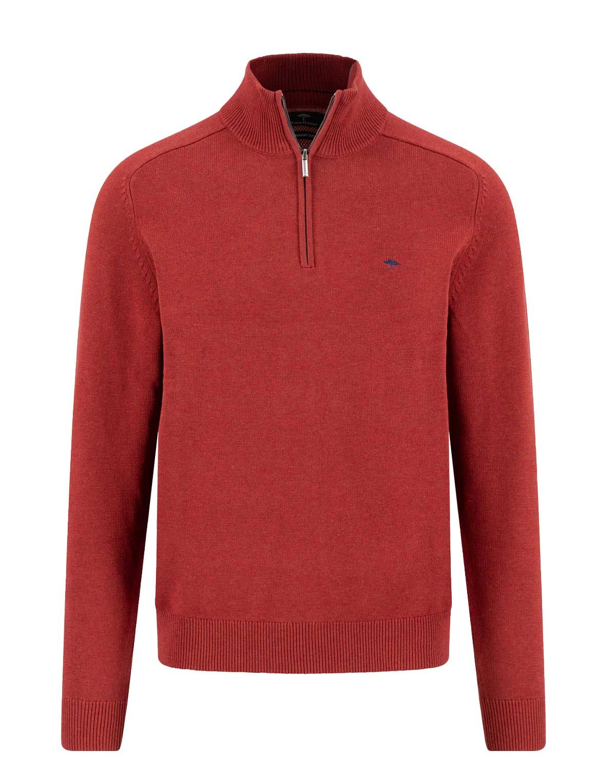 Fynch-Hatton pullover Troyer-Zip rood 1509203-367 voorkant