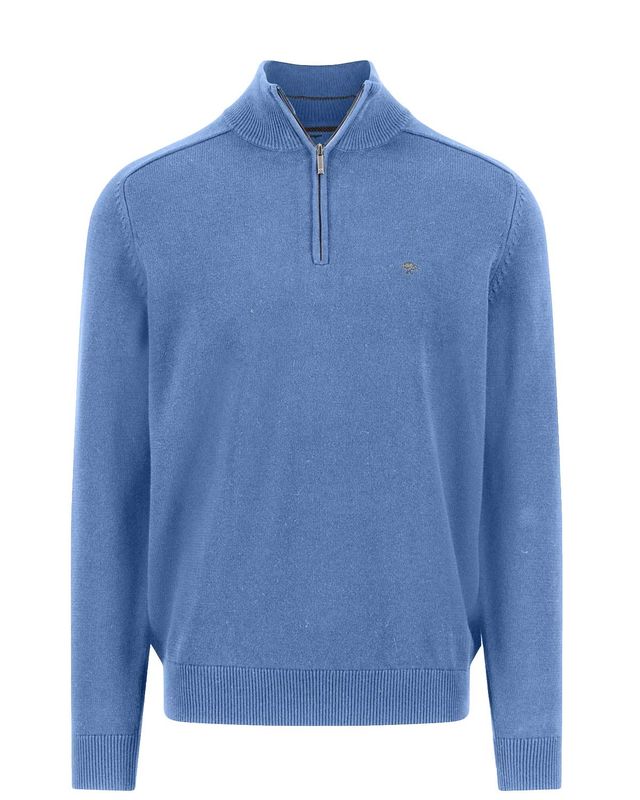 Fynch-Hatton pullover Troyer-Zip blauw 1509203-604 voorkant