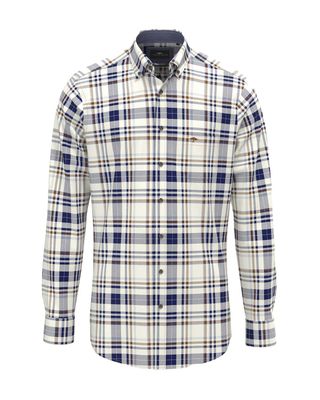Fynch-Hatton overhemd blauw offwhite ruit 15098870-638 voorkant