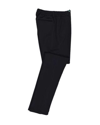 Berwich broek CN1217X in zwart, slim fit flat front herenbroek van stretch viscose jersey met elastische tailleband en paspel