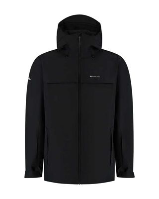 Cortazu Delta INS 7M heren hardshell jas in zwart, packshot met capuchon en waterdichte front-rits – voorkant