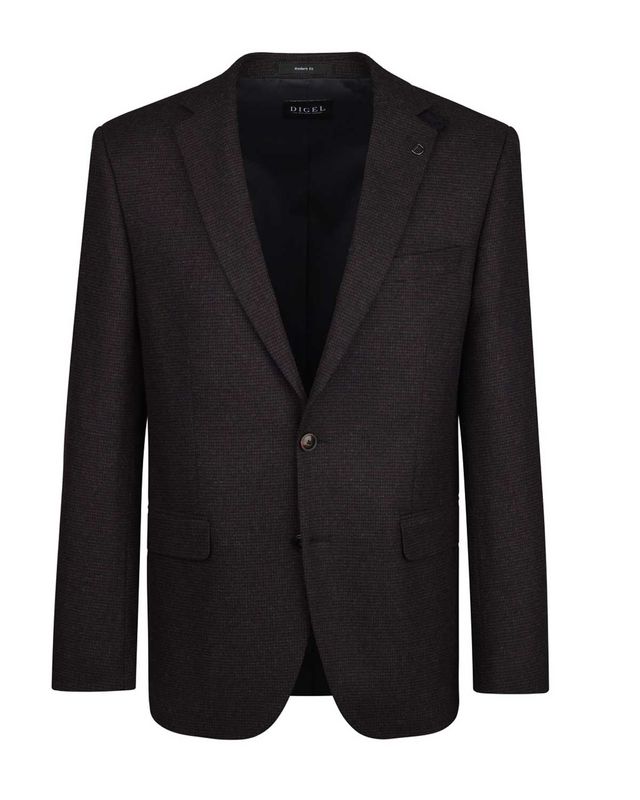 Digel colbert Ezzo-G 1240247-32 bruin, modern fit 2-knoops in kwartmaten (kort) met klepzakken en notch revers – voorkant