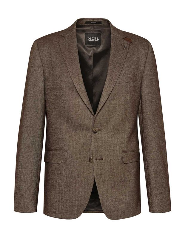 Digel herencolbert Ezzo-G 1240149-32 in middenbruin, modern fit 2-knoops met klepzakken en notch revers – voorkant
