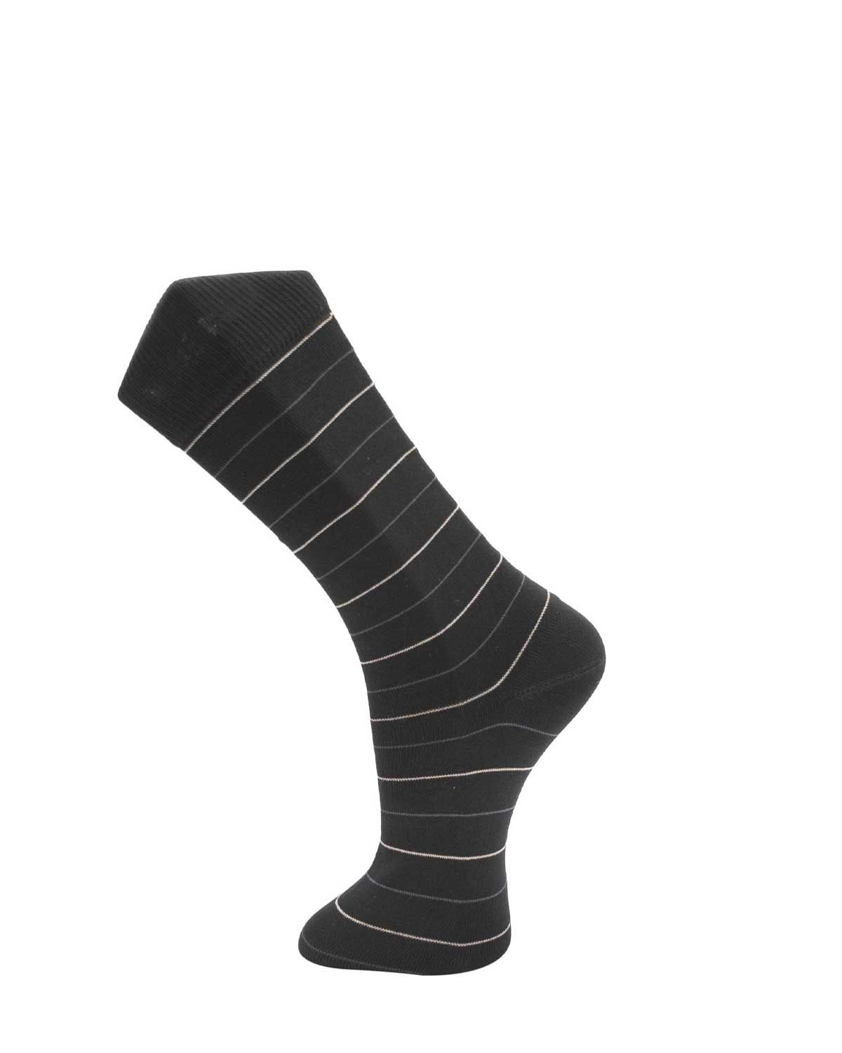 Effio business sokken Travel 608 zwart met fijne strepen, mercerized katoen, naadloos – packshot voorkant