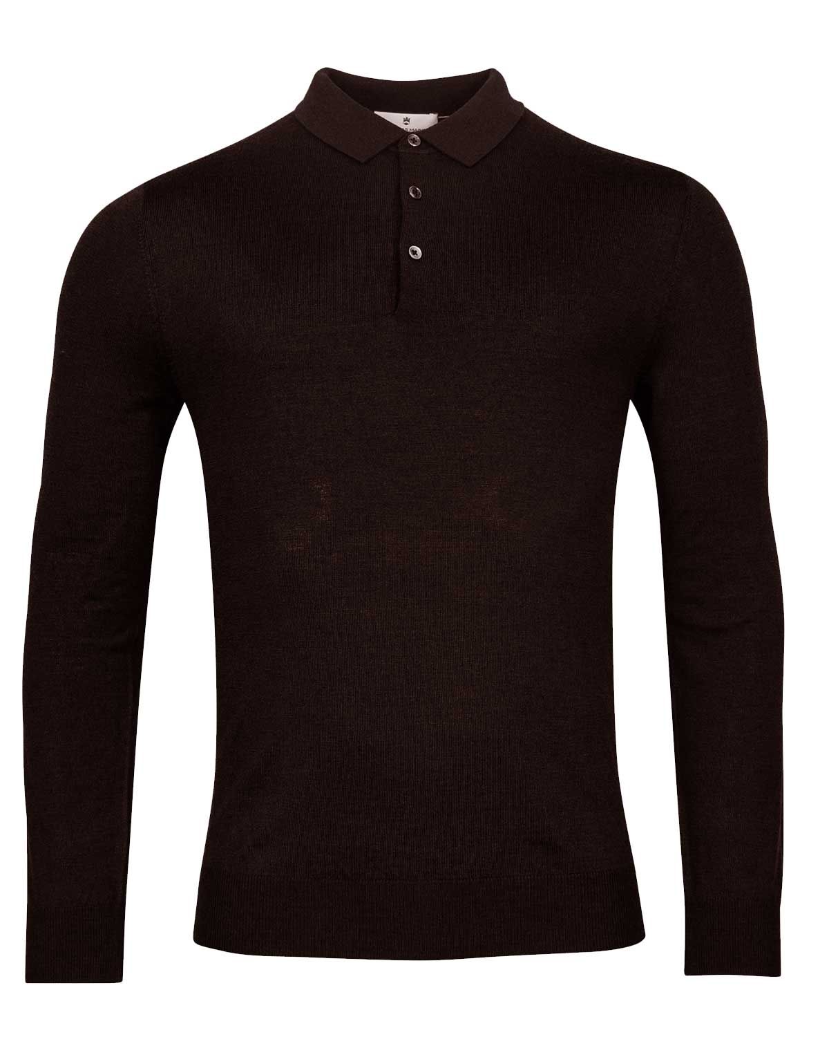 Thomas Maine polo pullover 5283TM100-80 in donkerbruin, voorkant