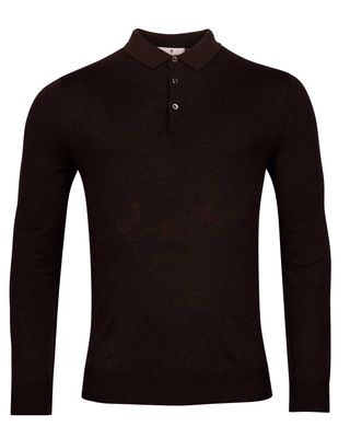 Thomas Maine polo pullover 5283TM100-80 in donkerbruin, voorkant