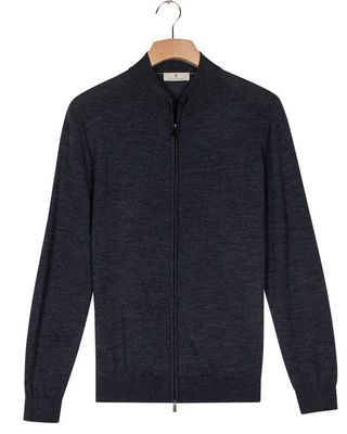 Thomas Maine cardigan 5220TM100 in indigo melange, voorkant