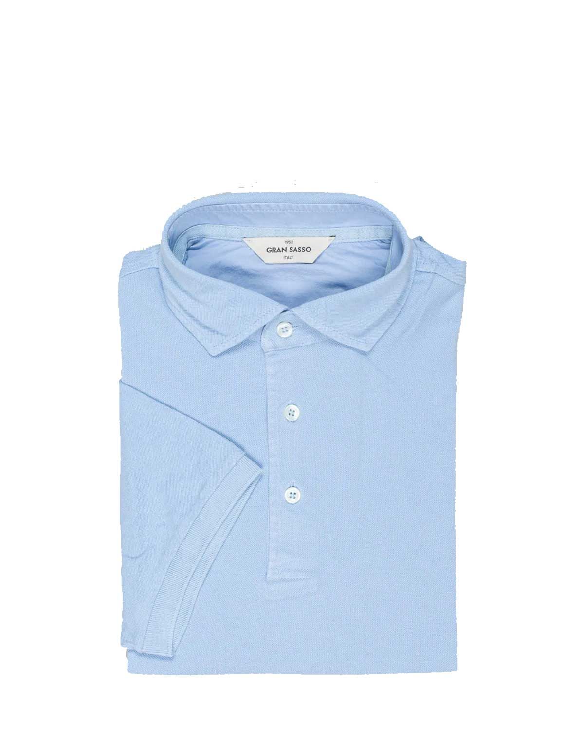 Gran Sasso polo korte mouw 60118-79081 in lichtblauw, voorkant