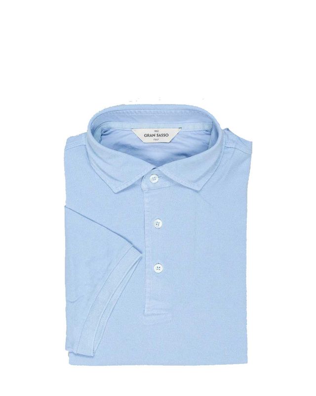Gran Sasso polo korte mouw 60118-79081 in lichtblauw, voorkant