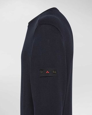 Peuterey pullover PEU549399012133-215 in Graphite Blue, zijaanzicht met logo op mouw