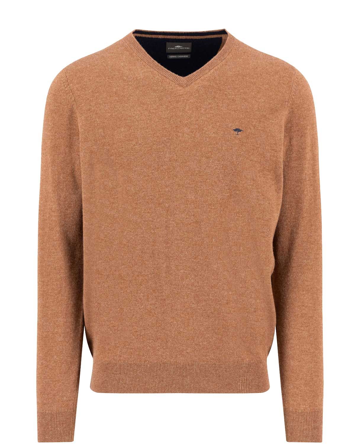 Fynch Hatton pullover V-neck 1514801-804 in hazel, voorkant