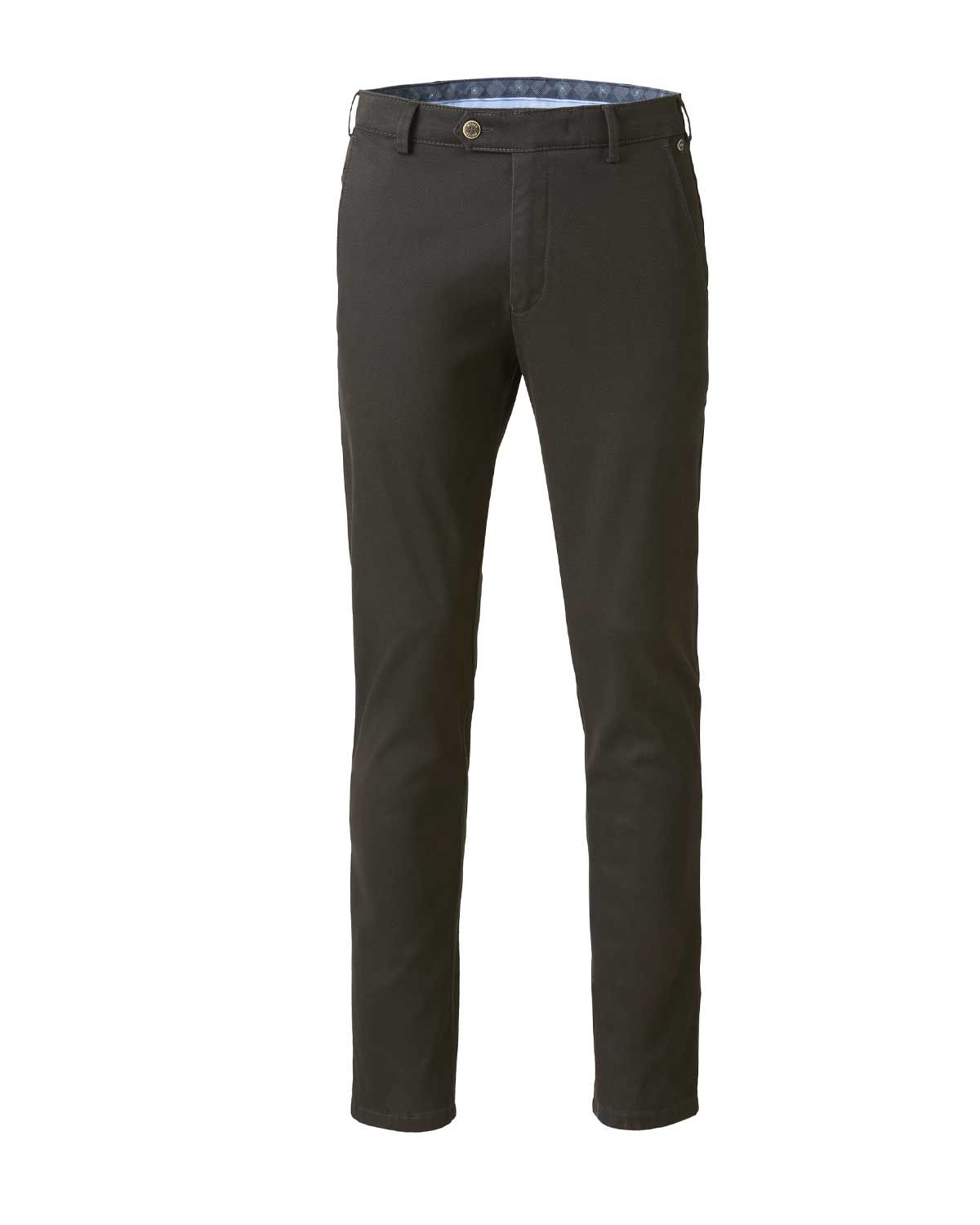 Meyer chino Bonn 2-5654-37 in donkerbruin, voorkant, modern fit winterbroek katoenmix