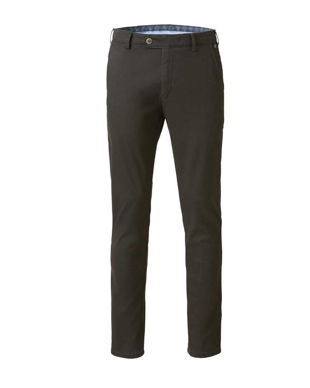Meyer chino Bonn 2-5654-37 in donkerbruin, voorkant, modern fit winterbroek katoenmix