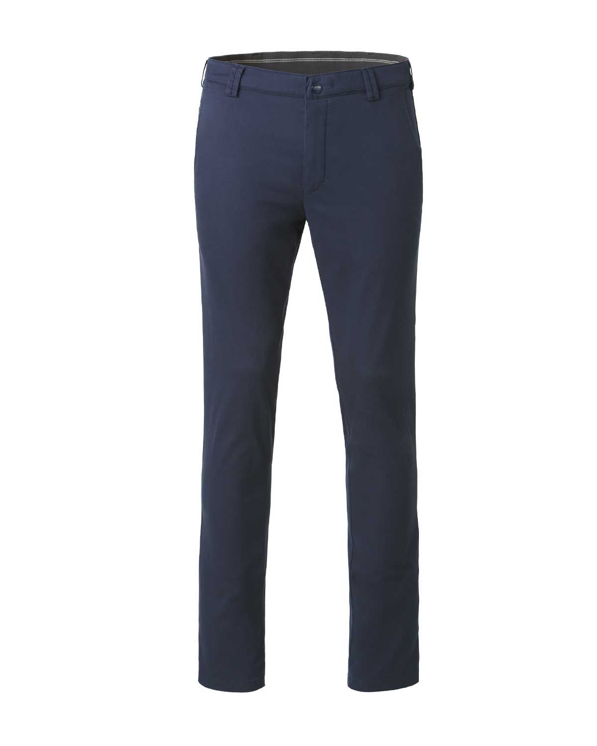Meyer Bonn chino 1-8121-19 in donkerblauw, voorkant, modern fit met ultraflexibele tailleband