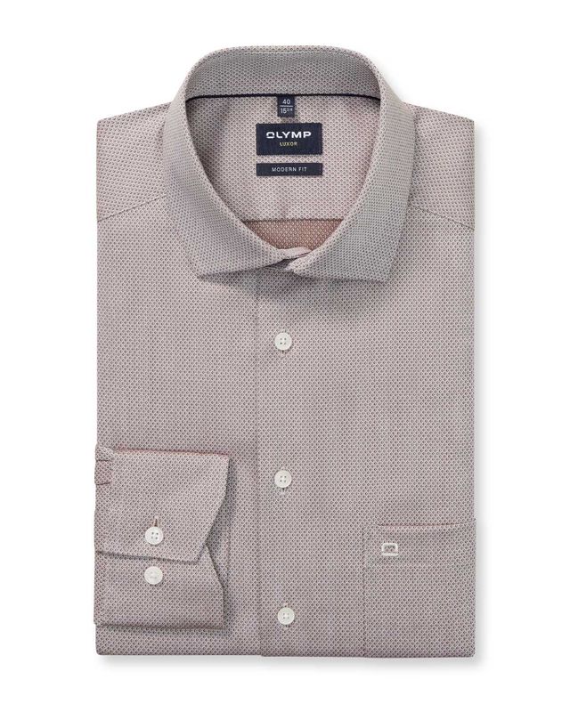 OLYMP Luxor overhemd 135674-27 in middenbruin nougat, modern fit voorkant