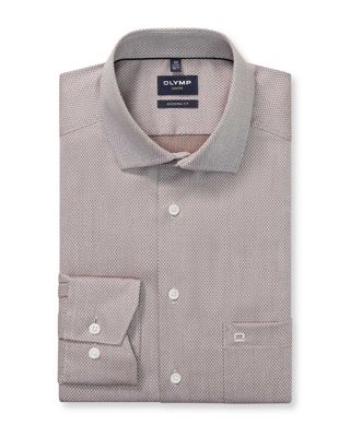 OLYMP Luxor overhemd 135674-27 in middenbruin nougat, modern fit voorkant